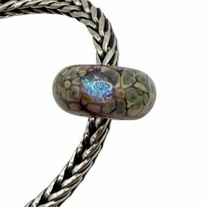 Trollbeads Purple Pebble Glass Bead 925 LAA Iridescent Blue Amber Glow Shimmers